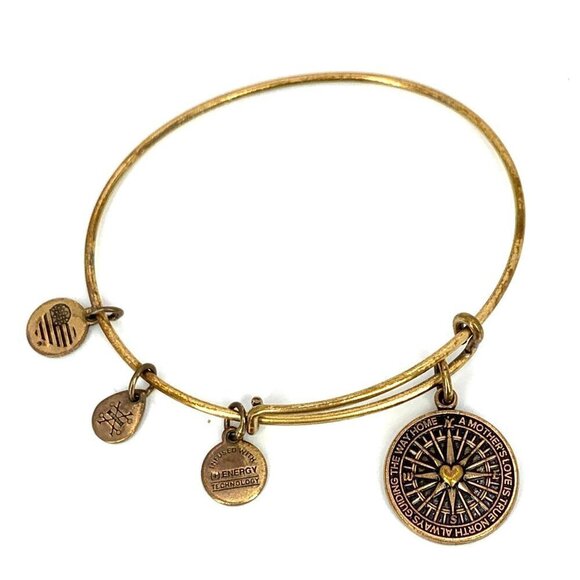 Alex and Ani Compass Charm Bracelet Gold Finish - Expands 2"- 3.5" - Picture 1 of 2